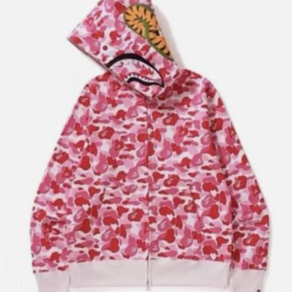 BAPE Pink Camo Shark Full Zip Hoodie – Size 2XL - Picture 1 of 7